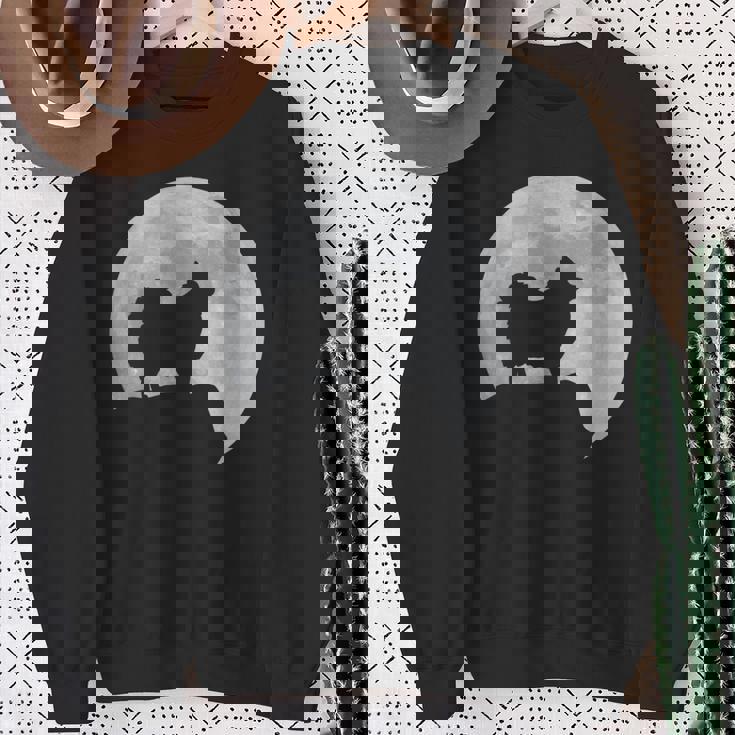 月と犬のシルエット ポンポメラニアン スウェットシャツ 年配の女性への贈り物