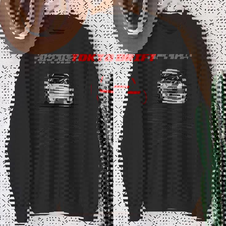 東京 ドリフトカー ジャパン ドリフトレーサー ドーナツ 運転 横向き スウェットシャツ 年配の女性への贈り物