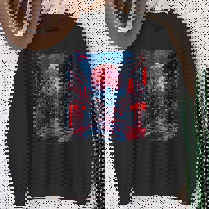 東京の街並み 日本の夜景 ライト付き ヴェイパーウェーブ スウェットシャツ 年配の女性への贈り物