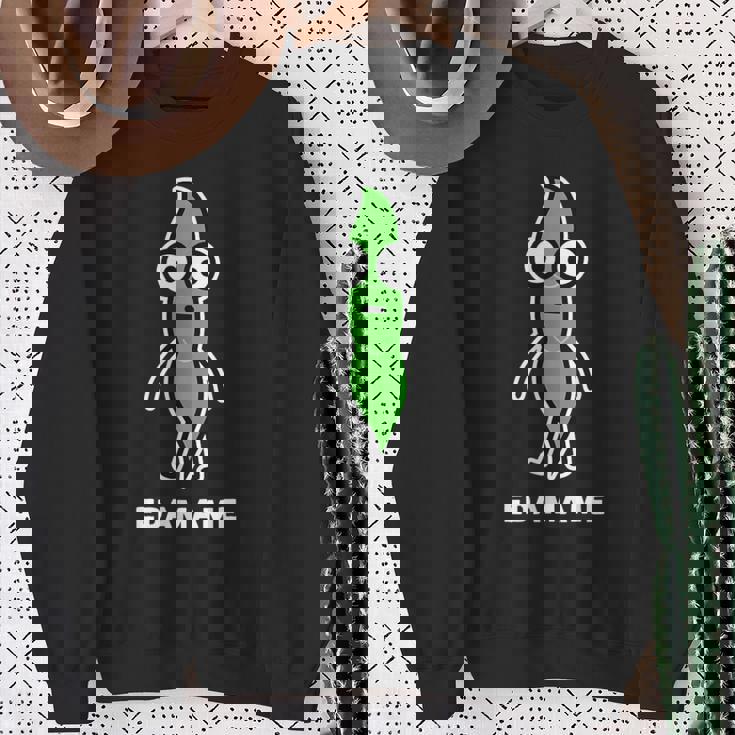 枝豆 えだまめ 顔 イラスト かわいい おもしろ 面白い 簡単 シンプル ゆるい 野菜 スウェットシャツ 年配の女性への贈り物