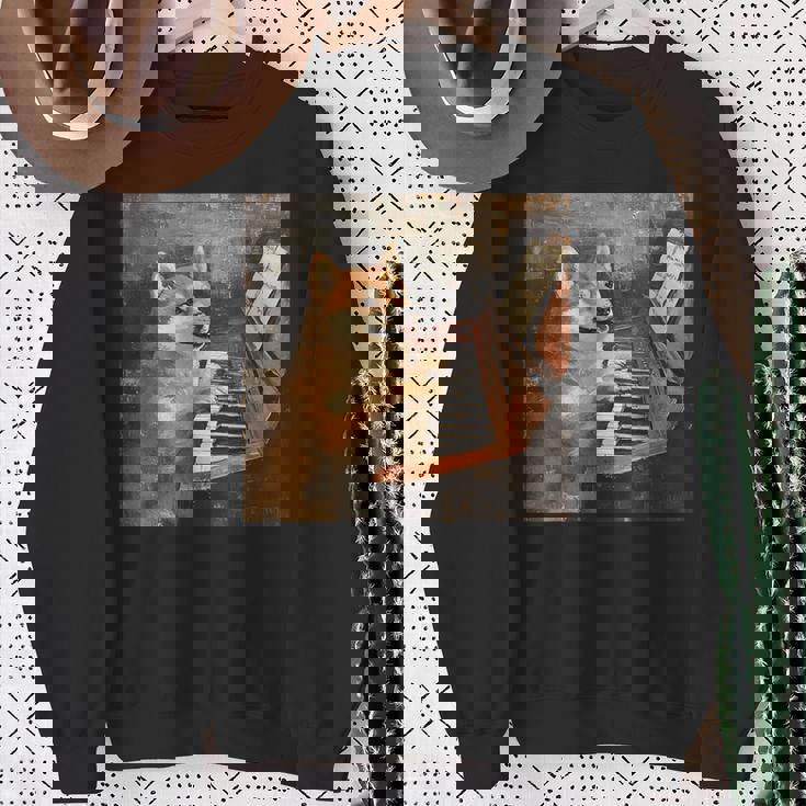 柴犬ピアノ犬 スウェットシャツ 年配の女性への贈り物