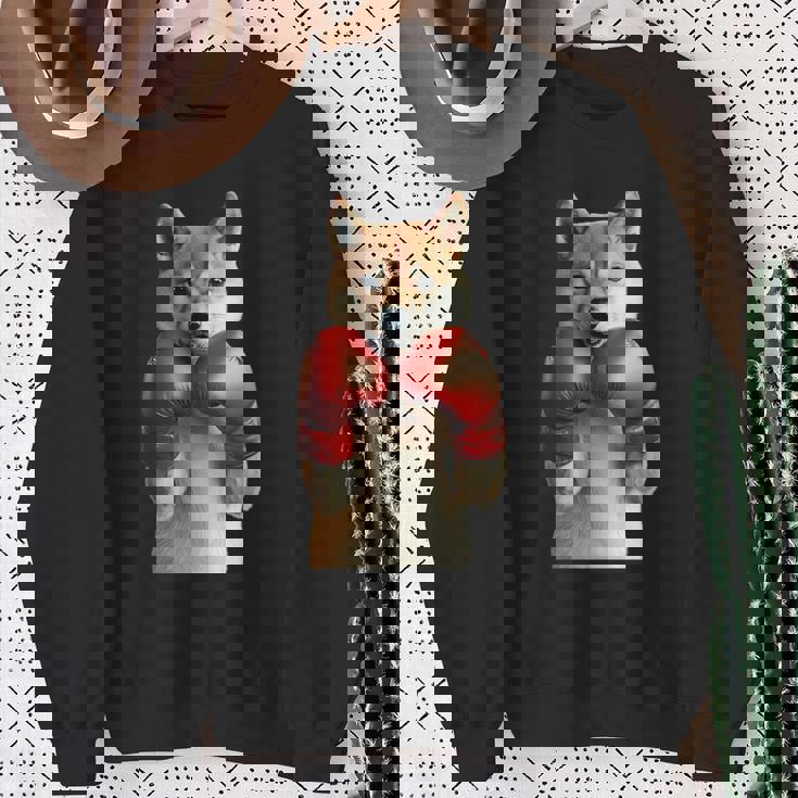 柴犬ボクシング 長袖tシャツ スウェットシャツ 年配の女性への贈り物