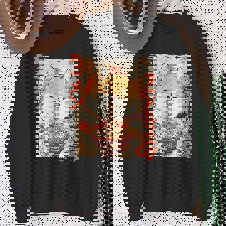 柴犬好きラーメン カワイイ猫柴犬犬ラーメン スウェットシャツ 年配の女性への贈り物