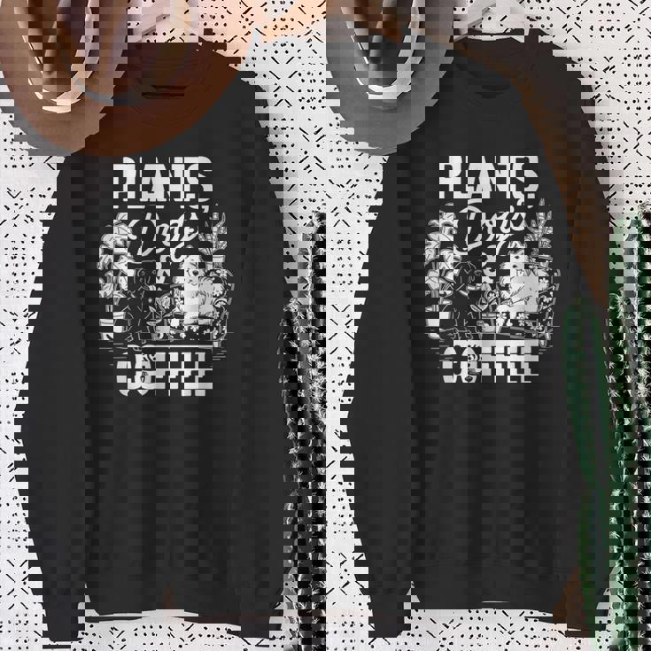 植物 犬 コーヒー おもしろ ガーデニング 犬好き ギフト スウェットシャツ 年配の女性への贈り物