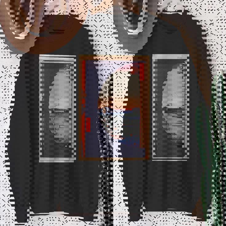 歌川広重 面白いtシャツ 名所江戸百景 絵画 アート メンズ 面白い 服 美術 グッズ 木版画 浮世絵 スウェットシャツ 年配の女性への贈り物