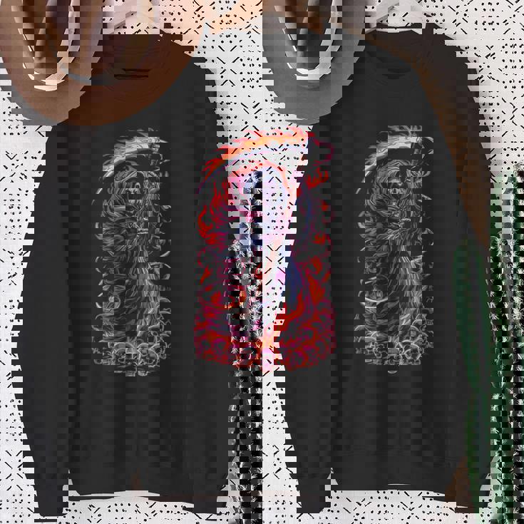 死神 死闘と頭蓋骨 明るいゴス スウェットシャツ 年配の女性への贈り物