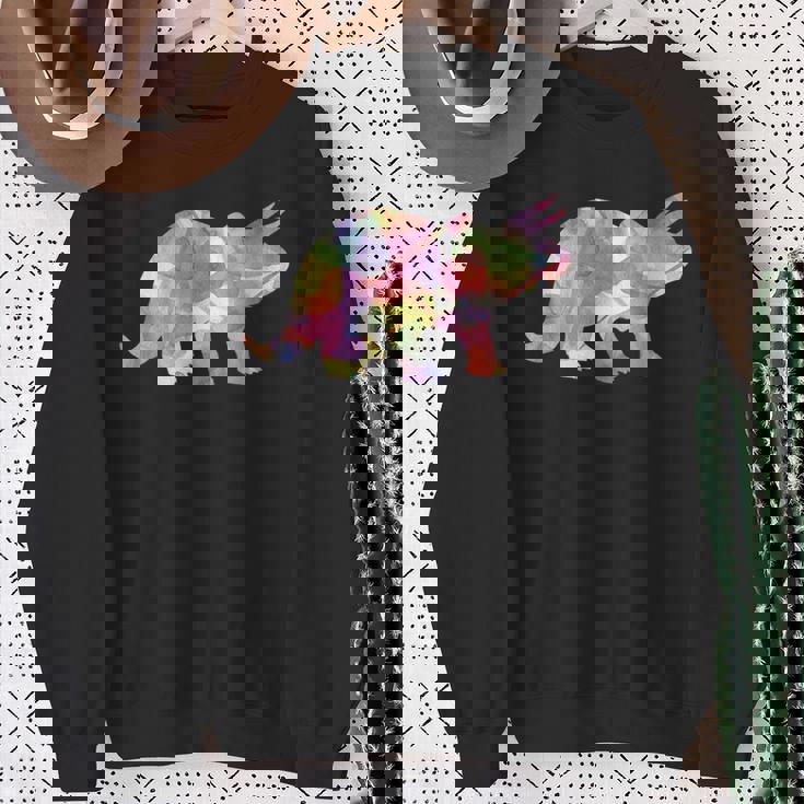 水彩爬虫類トリケラトプス古生物学恐竜 スウェットシャツ 年配の女性への贈り物