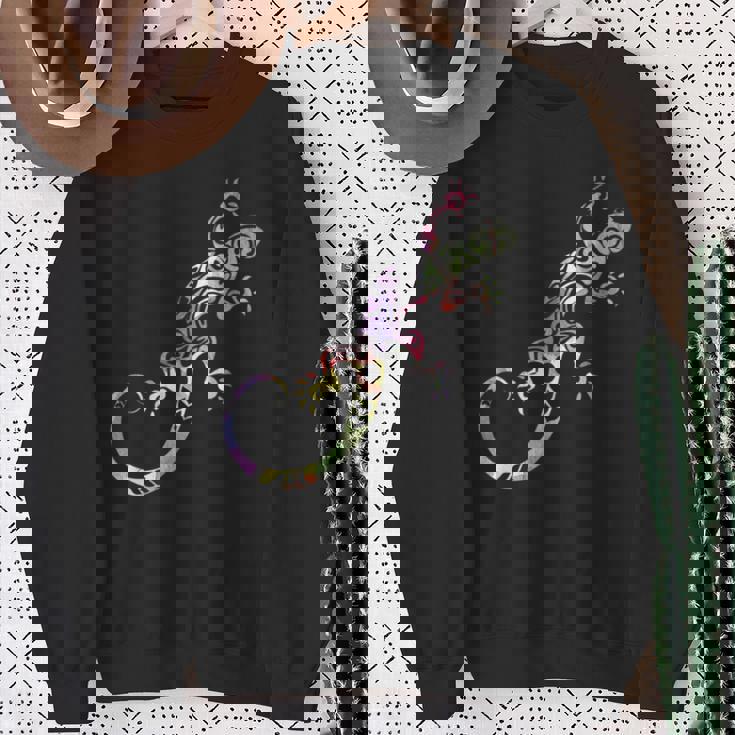 水彩絵の具トカゲ動物爬虫類恋人ヤモリ スウェットシャツ 年配の女性への贈り物