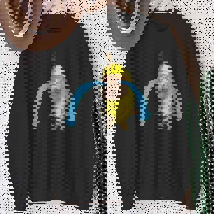 泣いているバナナ猫 スウェットシャツ 年配の女性への贈り物