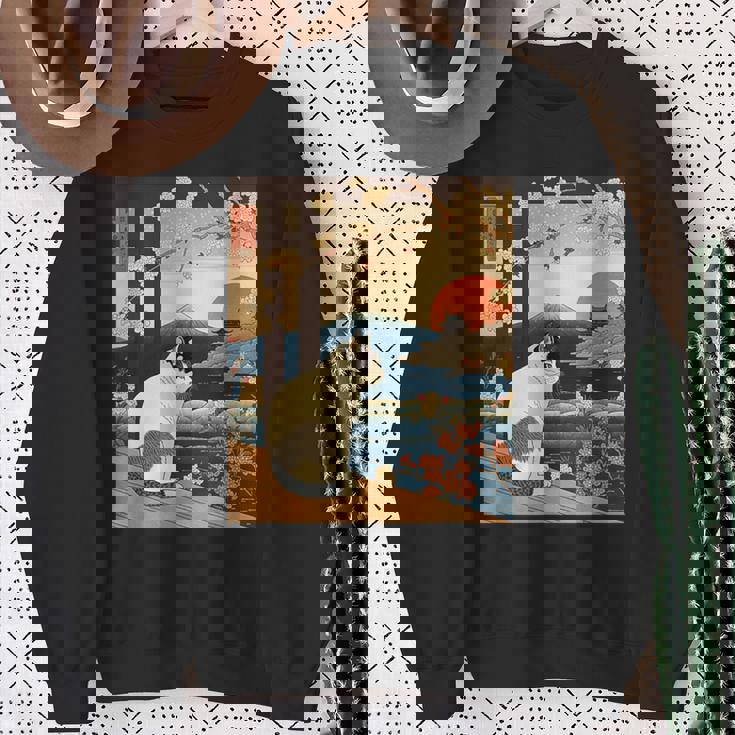 浮世絵 アート 神奈川 ヴィンテージ 日本のタトゥーアート 猫 グラフィック スウェットシャツ 年配の女性への贈り物