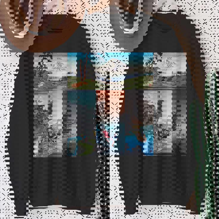 浮世絵 富士山 日本画 版画 名作 アート 絵画 メンズ レディース 面白い 服 美術 おもしろ スウェットシャツ 年配の女性への贈り物