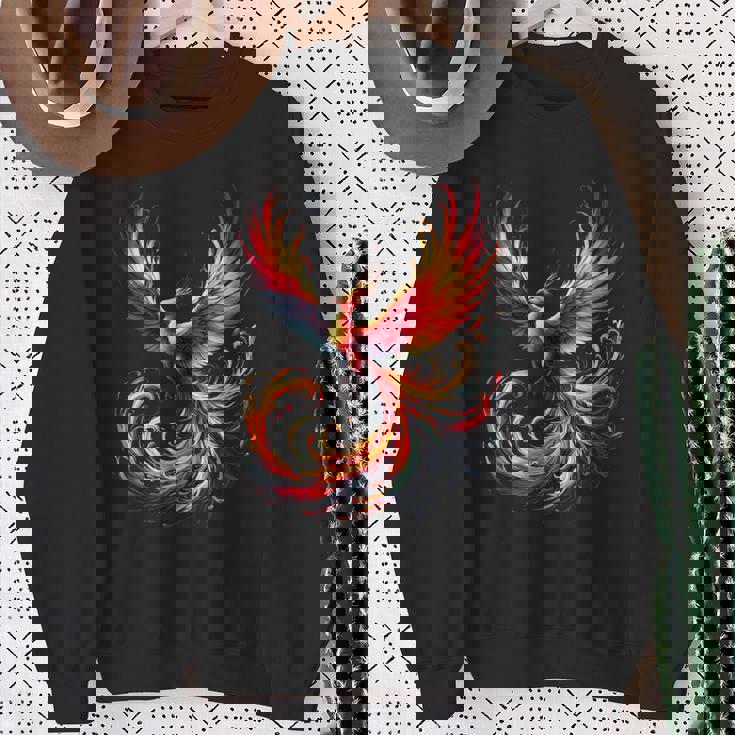 火の鳥 不死鳥 神話上の鳥 立ち上がり 再び生まれる 灰 長袖tシャツ スウェットシャツ 年配の女性への贈り物