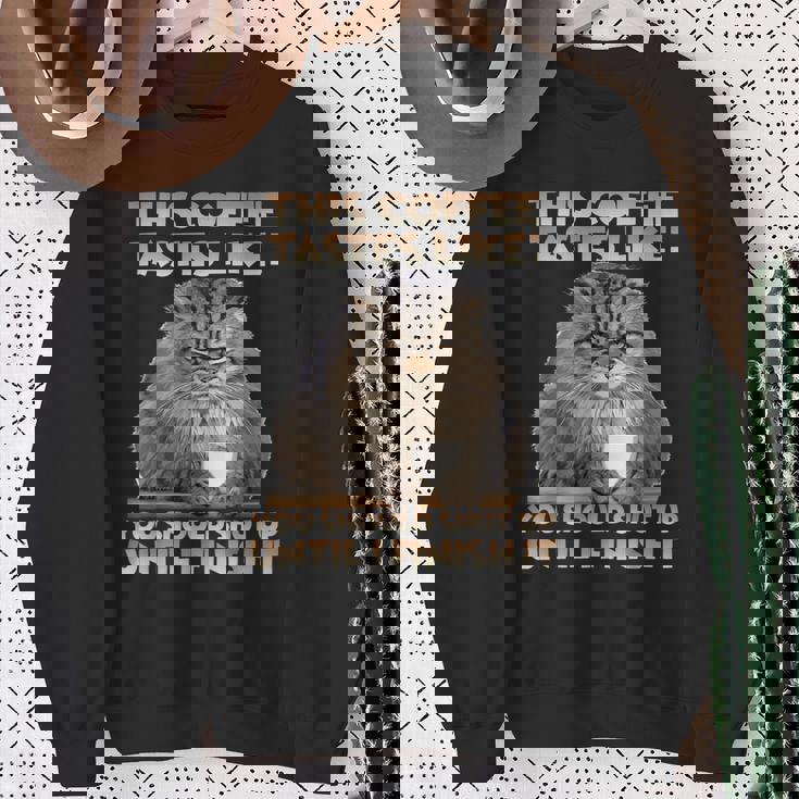 猫朝のイライラとコーヒー愛好家向け T パラス猫 スウェットシャツ 年配の女性への贈り物