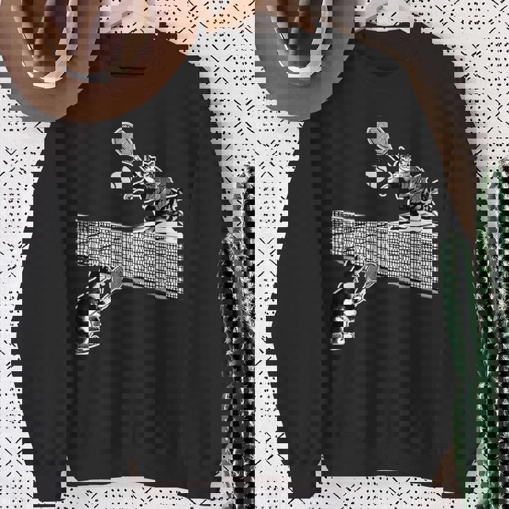 猫 ネコ テニス 面白いtシャツ 文字入り メンズ おもしろ 面白い 服 おもしろグッズ ネタ 浮世絵 スウェットシャツ 年配の女性への贈り物