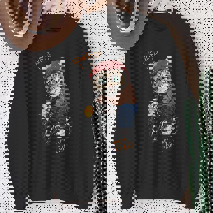 猫 バイク オートバイ おもしろ ねこ ライダース バイカー 面白い ネコ スウェットシャツ 年配の女性への贈り物