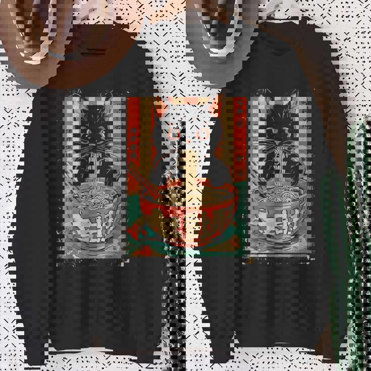 猫 ラーメン ヌードル 日本アニメ 漫画 ラーメン カワイイ 猫 スウェットシャツ 年配の女性への贈り物