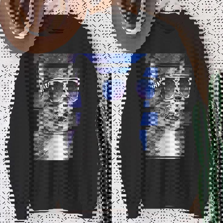 猫 宇宙 メガネ ギャラクシー サングラス おもしろい 猫 ミーム スウェットシャツ 年配の女性への贈り物