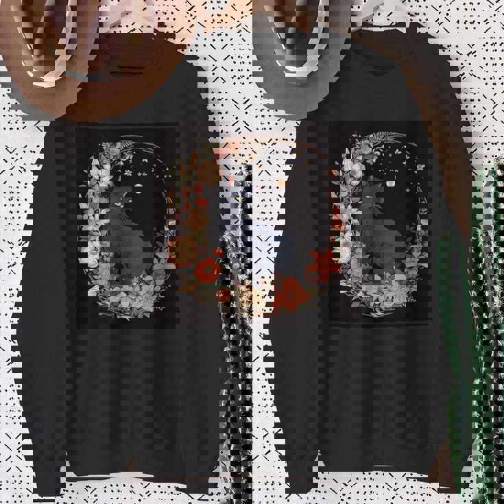 猫 月 花柄 グラフィック スウェットシャツ 年配の女性への贈り物