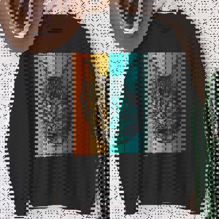 猫、レトロ スウェットシャツ 年配の女性への贈り物