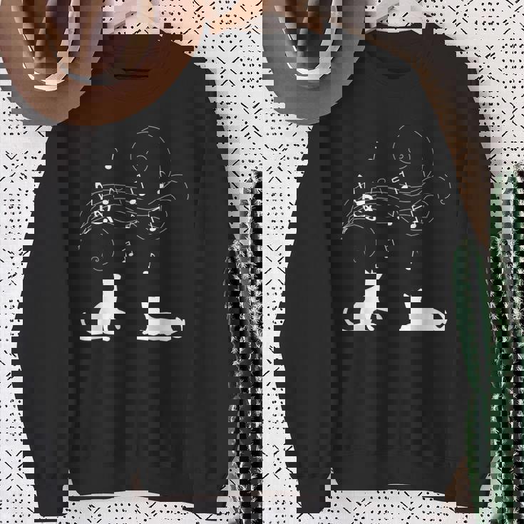 猫と音符 楽譜 音楽家 猫 音楽好き ギフト スウェットシャツ 年配の女性への贈り物