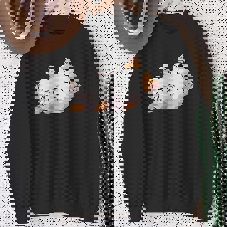 猫のへそ天 Cat Belly Trap スウェットシャツ 年配の女性への贈り物