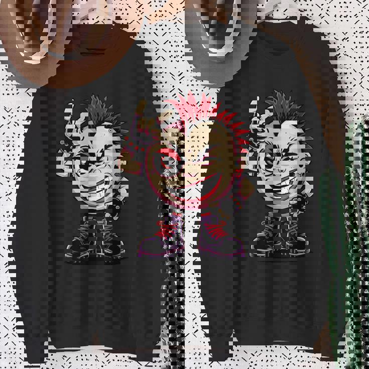 生意気なパンクロックロッカー イロとブーツ付き 面白いパンク スウェットシャツ 年配の女性への贈り物