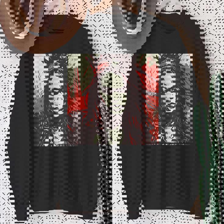 真面目な女王 野生の髪と尖った王冠 スウェットシャツ 年配の女性への贈り物