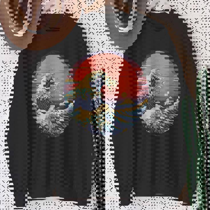 神奈川沖浪裏 葛飾北斎の 冨嶽三十六景 神奈川沖浪裏 富士山 レトロ ヴェイパーウェイヴ スウェットシャツ 年配の女性への贈り物