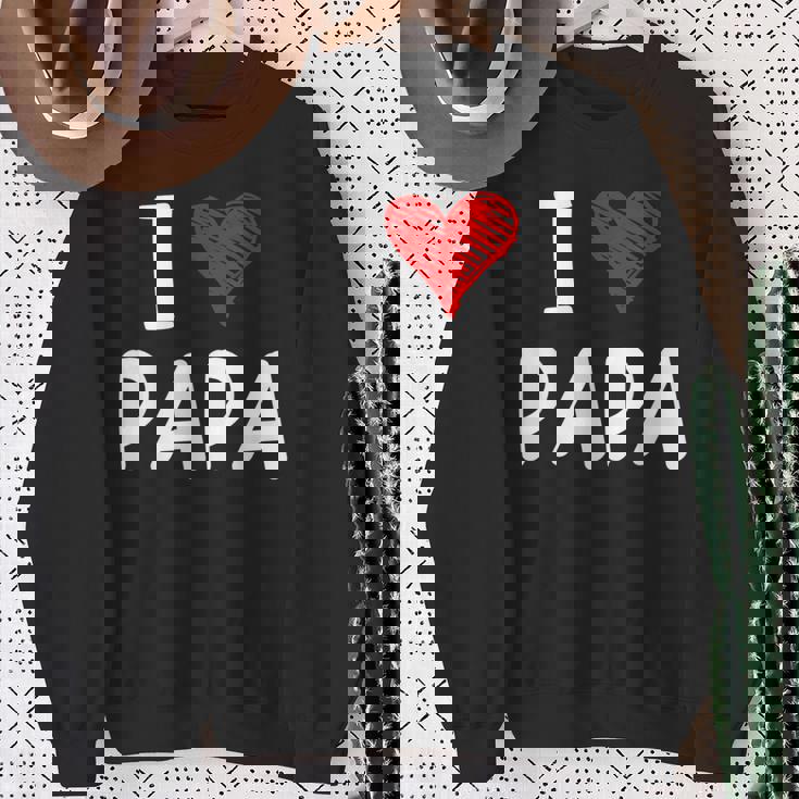 私はパパ 最高 お父さん 父 息子 娘 衣装 ハートが大好きです I Love Papa スウェットシャツ 年配の女性への贈り物