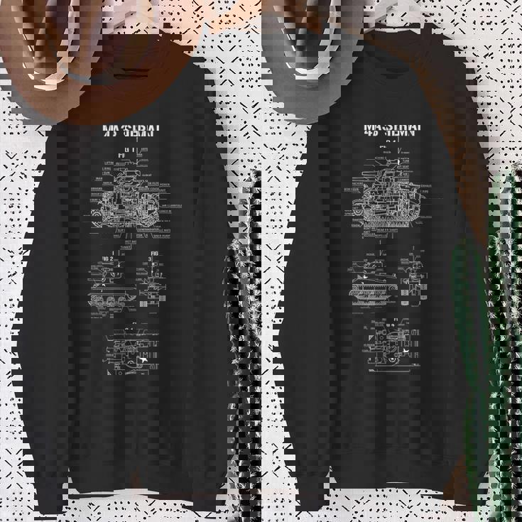 第二次世界大戦のアメリカ戦車m4a3シャーマンの青写真 スウェットシャツ 年配の女性への贈り物