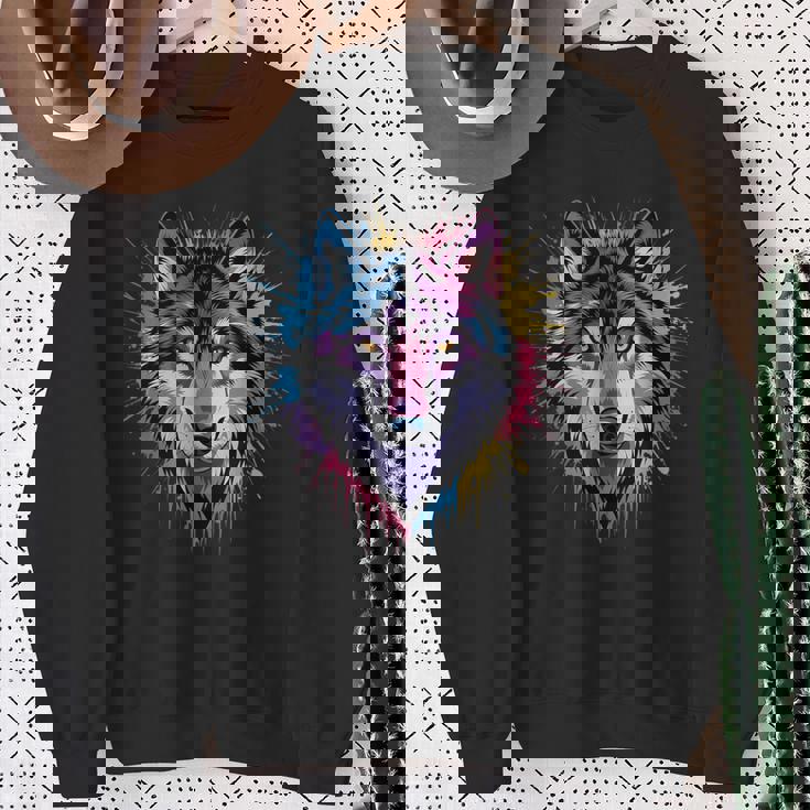 素晴らしいオオカミの頭の色彩。 スウェットシャツ 年配の女性への贈り物