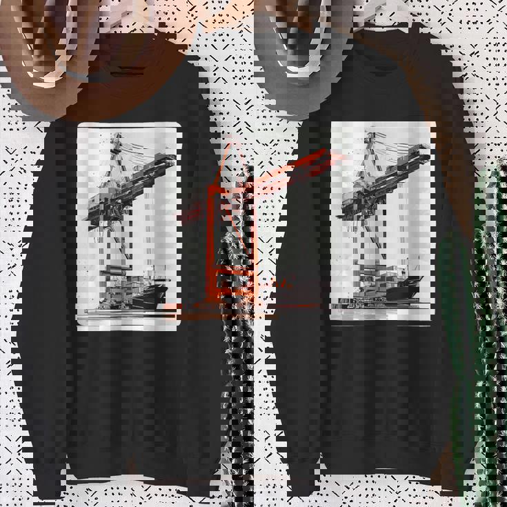 素晴らしいポートクレーン コンテナ船コスチューム スウェットシャツ 年配の女性への贈り物