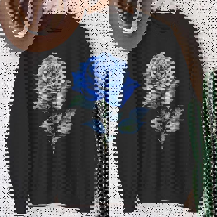 美しいブルーローズフローラルブルーフラワー スウェットシャツ 年配の女性への贈り物