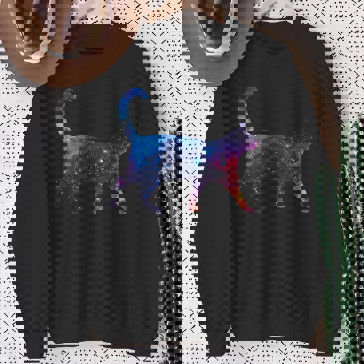 美的シルエット 星 宇宙 銀河 猫 スウェットシャツ 年配の女性への贈り物