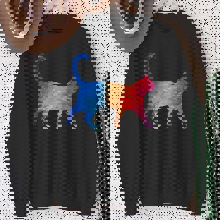 美的シルエット芸術的水彩猫 スウェットシャツ 年配の女性への贈り物