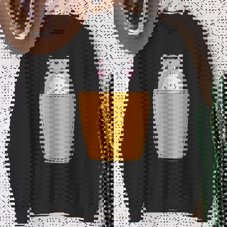 胸ポケットにハムスター スウェットシャツ 年配の女性への贈り物