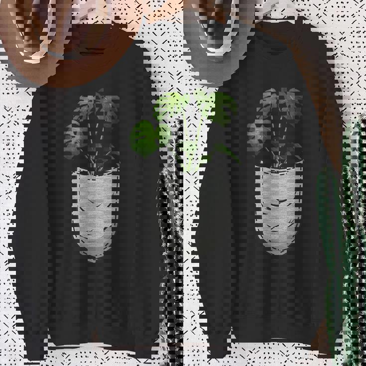 胸ポケットにモンステラ スウェットシャツ 年配の女性への贈り物