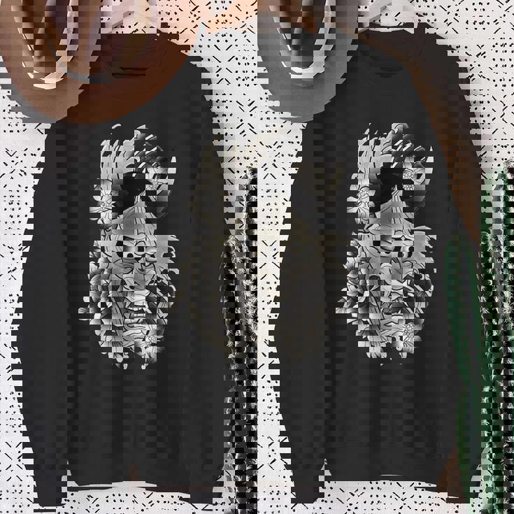 般若マスク 日本語 タトゥー フラッシュ スウェットシャツ 年配の女性への贈り物