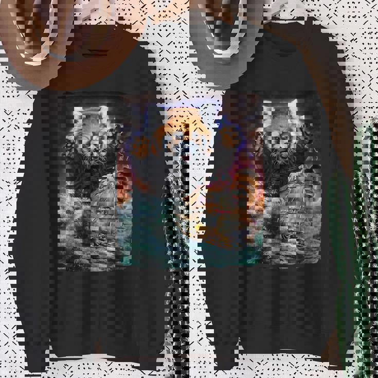 船を襲う レッサーパンダ 海 雷 嵐 スウェットシャツ 年配の女性への贈り物