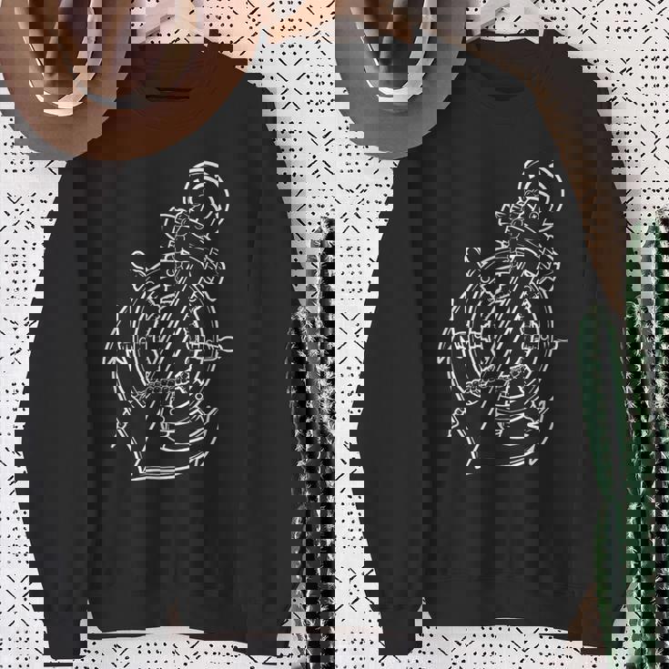 船員、スキッパー、船員のための帆船アンカーとボート。 スウェットシャツ 年配の女性への贈り物