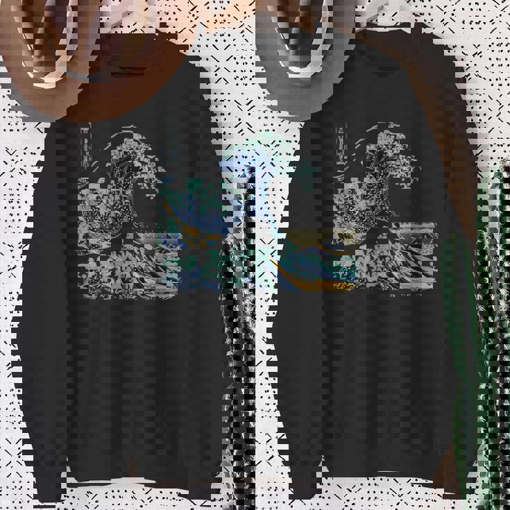 葛飾 北斎 神奈川沖浪裏 有名なヴィンテージアート スタイリッシュ Great Wave Hokusaitylish スウェットシャツ 年配の女性への贈り物