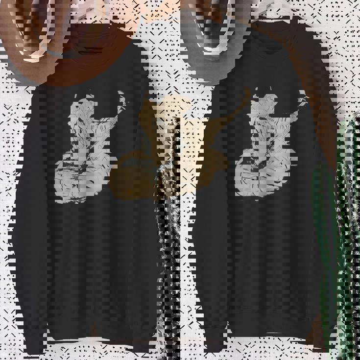 葛飾北斎作 三味線と座る女 スウェットシャツ 年配の女性への贈り物