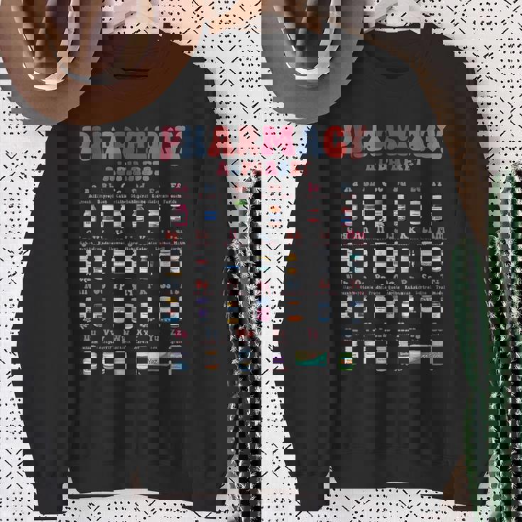 薬局 アルファベット 薬剤師 技術者 薬 看護師 ピル スウェットシャツ 年配の女性への贈り物