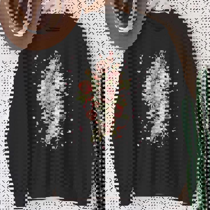 言葉、愛、幸福、平和のピンクのバラの花束 スウェットシャツ 年配の女性への贈り物