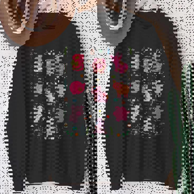 豚のかわいい刺しゅう 豚の恋人 スウェットシャツ 年配の女性への贈り物