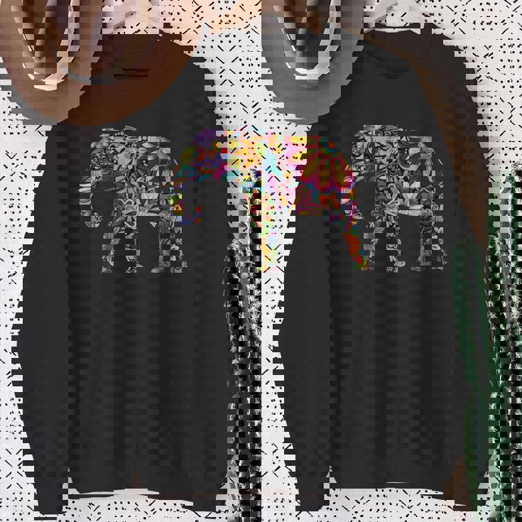 象 カラフル 象 絵画 レディース メンズ スウェットシャツ 年配の女性への贈り物