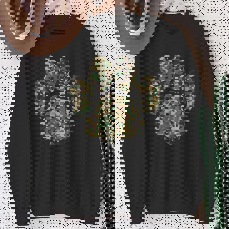 迷彩犬の足跡プリント アーミー犬 父親 スウェットシャツ 年配の女性への贈り物