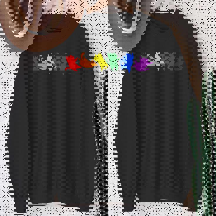 遊び好きなレインボーキャット Lgbtq プライド 楽しい スウェットシャツ 年配の女性への贈り物