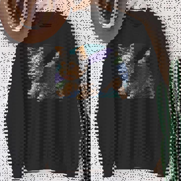 遊び心のあるヨークシャーテリア犬 ポップアート 誇り高きヨーキーオーナーズ スウェットシャツ 年配の女性への贈り物