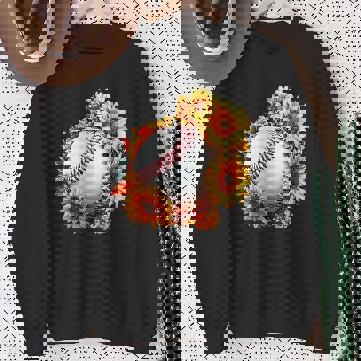 野球 面白いtシャツ ベースボール おもしろ ひまわり 花柄 服 ネタ メンズ 野球部 おもしろグッズ 子供 スウェットシャツ 年配の女性への贈り物